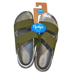 Floopi Mens Two Strap Slide Sandals Green Grey Marbled Style 604 Size 13 NEW
